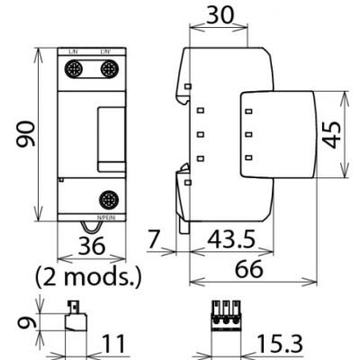 Ogranicznik przepięć DEHNbloc M 1 255 FM, 1-biegunowy do sieci 230 V AC (961125)