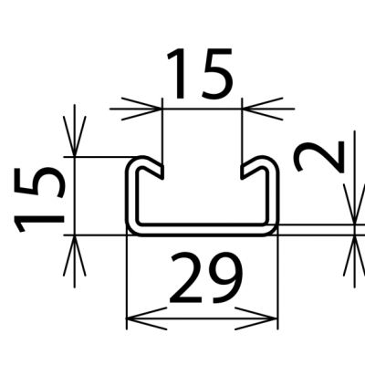 Szyna C, 29x1000x15 mm, stal nierdzewna NIRO (308421)