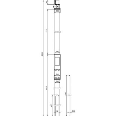 Rura wsporcza z bocznym wyprowadzeniem HVI long, fi 50 mm dł. 3200 mm, GFK / Al. z iglicą NIRO fi 10 (105325)