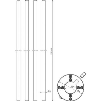 Zestaw przyłączeniowy do 4 iglic bocznych NIRO fi 10 mm, dł. 530 mm (819184)
