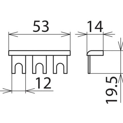 Szyna grzebieniowa 1-fazowa 3-biegunowa, Cu 16 mm2, 3 moduły TE (900615)