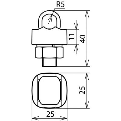 Zacisk KS, 1-częściowy M10, podkładka sprężysta, St/tZn (301010)
