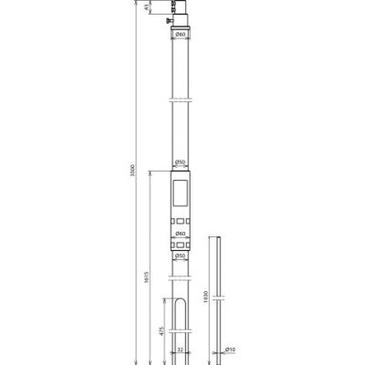 Rura wsporcza fi 50 mm dł. 3500 mm, GFK/Al, z iglicą fi 10 mm o dł. 1000 mm (105513)