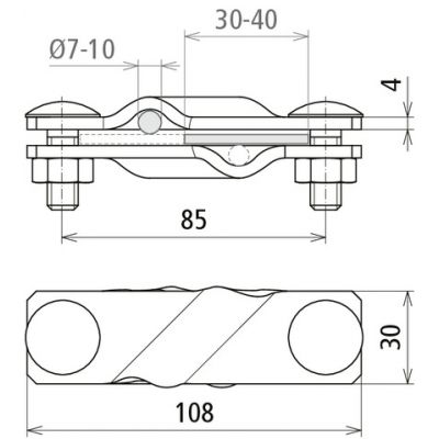Zacisk SV do drutu 7-10/płask. 40 mm, St/tZn (308320)