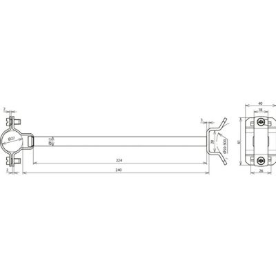 Wspornik HVI-Ex P240 ze stali nierdzewnej NIRO, fi 27 mm, AS 240 mm, z obejmą taśmową do rur 50-300  (275455)