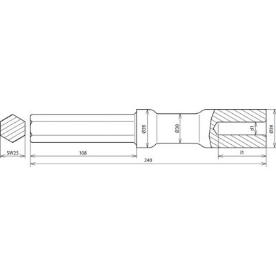 Głowica do młota udarowego Atlas Copco do uziomów fi 20 mm, dł. 240 mm, stal (620008)