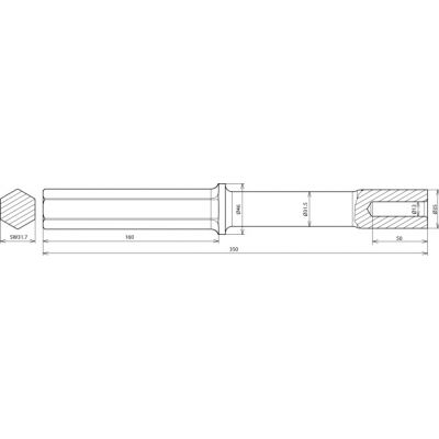 Głowica do młota udarowego Atlas Copco SW32x160 mm, do uziomów fi 20 mm, dł. 300 mm, stal (620010)