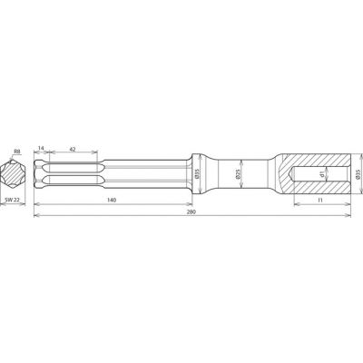 Głowica do młota udarowego Hilti TE-S, do uziomów fi 25 mm, dł. 280 mm, stal (625031)