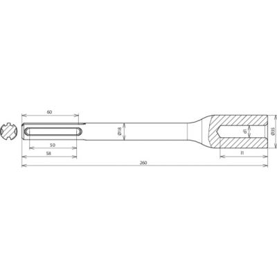 Głowica do młota udarowego SDS-max, do uziomów fi 20 mm, dł. 260 mm, stal (620030)