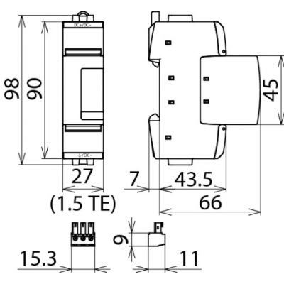 Ogranicznik przepięć typu 2, DEHNguard SE DC, 1-bieg. Uc 60 V DC (972115)