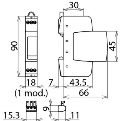 Ogranicznik przepięć DEHNrail M 2P 255 FM, 2-biegunowy do sieci 230 V AC (953205)