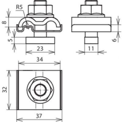 Zacisk uziemiający UNI, M10, do drutu 8-10 mm i przewodu PE 4-50 mm2, NIRO (540260)