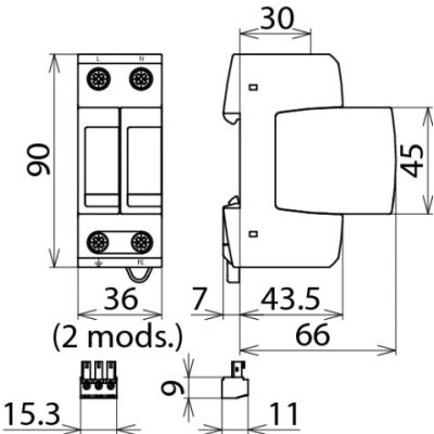 Ogranicznik przepięć DEHNguard M TT 2P 275 FM, 2-biegunowy do sieci 230 V AC (952115)