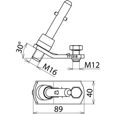 Zacisk fazowy przyłączeniowy, złącze trzpień z poprzecznym kołkiem M16x18 mm do końcówek PK1 16-150  (771316)