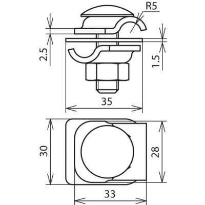 Zacisk uniwersalny mmV do drutu 6-8 mm, Cu-St/tZn (390267)