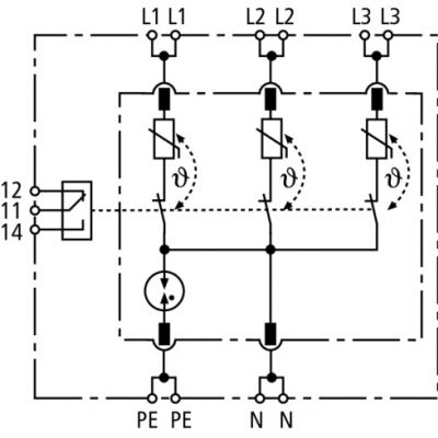 Ogranicznik przepięć DEHNrail M 4P 255V FM, 4-biegunowy do sieci 230 V AC (953405)