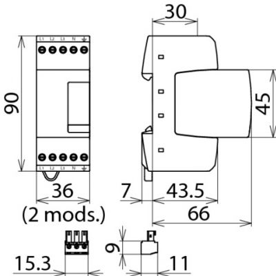 Ogranicznik przepięć DEHNrail M 4P 255V FM, 4-biegunowy do sieci 230 V AC (953405)