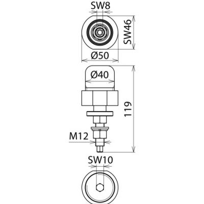 Adapter do iskierników SDS, do montażu na słupach trakcji, z otworem 22 mm (723199)