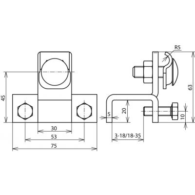 Zacisk krawędziowy 5-18 mm, do drutu 6-10 mm, St/tZn (372110)