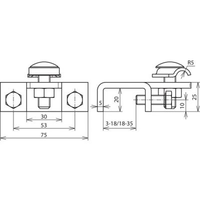 Zacisk krawędziowy 18-35 mm, do drutu 6-10 mm, St/tZn (372240)
