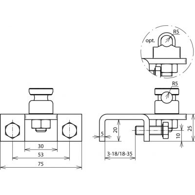 Zacisk krawędziowy 5-18 mm, do drutu 6-10 mm, St/tZn (372220)
