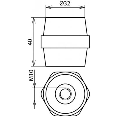 Izolator do szyny uziemiającej, 32x40 mm, M10/M10, Duroplast (472210)