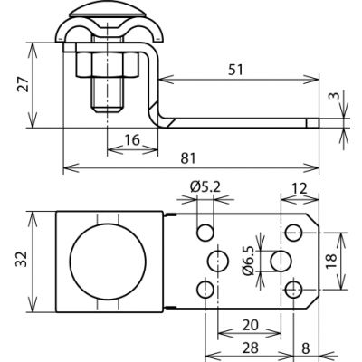 Łącznik Z z podwójnym zaciskiem do drutu fi 8-10 mm, Al (377200)