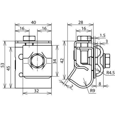 Zacisk bimetaliczny do rynny, Cu-St/tZn (339157)