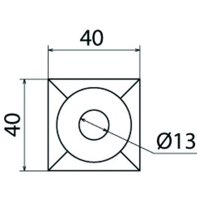 Podkładka kwadratowa sprężynująca 40x40x6 mm, otwór 13 mm, stop Al (525001)
