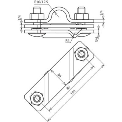 Zacisk do uziomów fi 20 mm i drutu 7-10 mm / płask. 40 mm, St/tZn (620015)