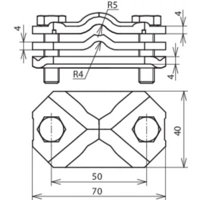 Zacisk probierczy z przekładką, drut 5-10/płask. 30-40 mm, St/tZn (454000)