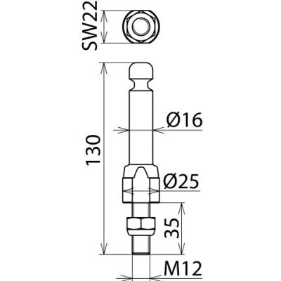 Uziemiający punkt mocowania z rowniem, M 12 (790251)