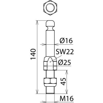 Uziemiający punkt mocowania z rowniem, M 16 (790261)