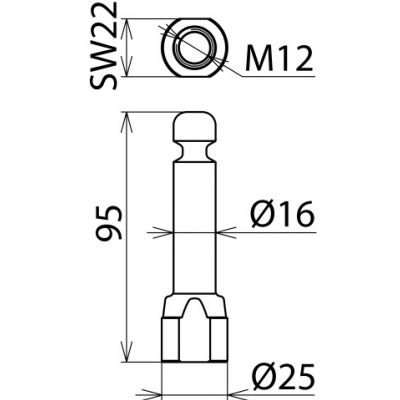 Uziemiający punkt mocowania z rowniem, M 12 (790250)