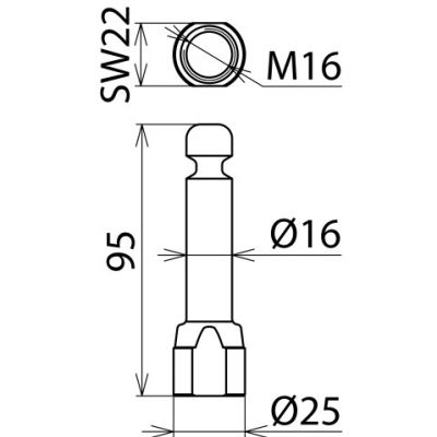 Uziemiający punkt mocowania z rowniem, M 16 (790260)