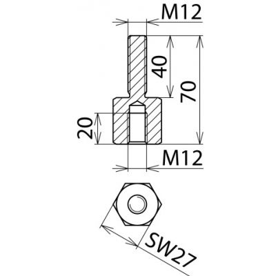 Element przyłączeniowy, z gwintem wewn. M12x40 mm (705504)
