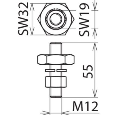 Element przyłączeniowy, bolec z gwintem M12 (705500)