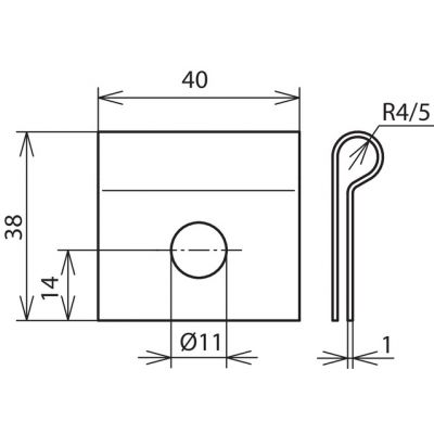 Łącznik do przewodu 10 mm, otwór fi 11 mm, St/tZn (345010)