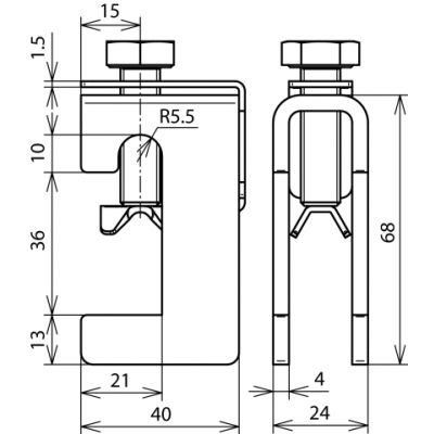 Zacisk krawędziowy 18-35 mm, do drutu 6-10 mm, St/tZn (372035)