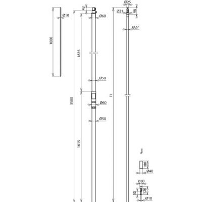 DEHNconductor przewód o izolacji H VI power 27 mm Cu, zestaw w rurze wsporczej o dł. 3500 mm z iglic (819430)