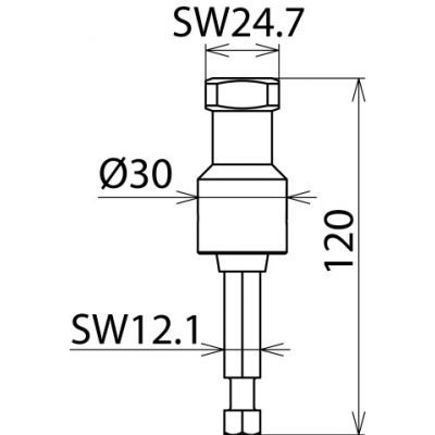 Końcówka robocza do drążka ze złączem 6-kątnym, 24/12 mm (763712)