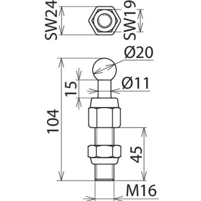 Punkt mocowania kulowy fi 20 mm prosty (754645)