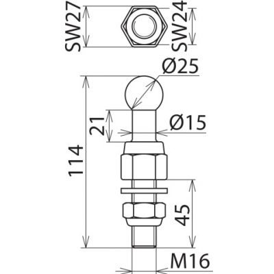 Punkt mocowania kulowy fi 25 mm prosty (755646)