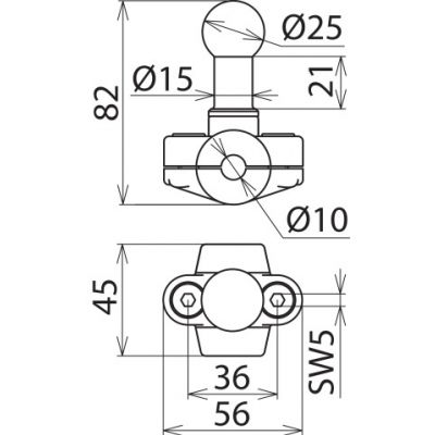 Punkt mocowania kulowy 25 mm, obejma na fi 10 mm (725010)