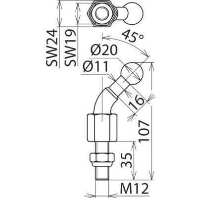Punkt mocowania kulowy fi 20 mm kątowy 45 st. (706235)