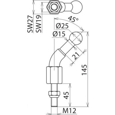 Punkt mocowania kulowy fi 25 mm kątowy 45 st. (756245)