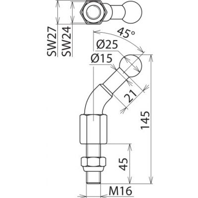 Punkt mocowania kulowy fi 25 mm kątowy 45 st. (756645)