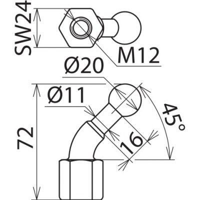 Punkt mocowania kulowy fi 20 mm kątowy 45 st. (706200)