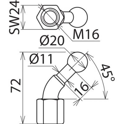 Punkt mocowania kulowy fi 20 mm kątowy 45 st. (706600)