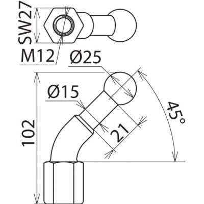 Punkt mocowania kulowy fi 25 mm kątowy 45 st. (756200)